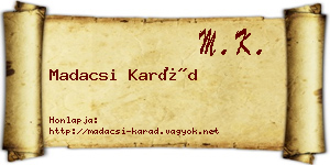 Madacsi Karád névjegykártya